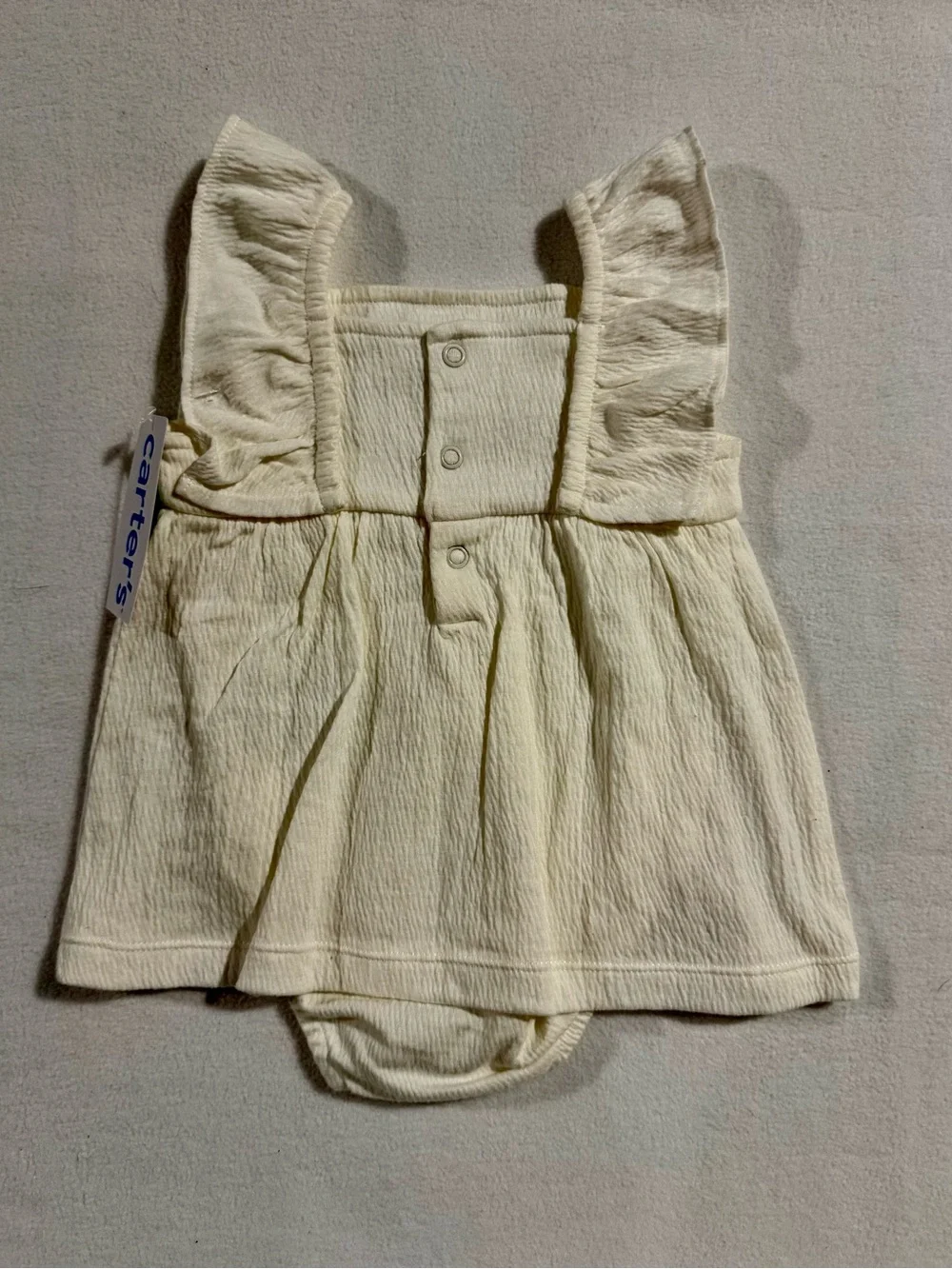 Carter's Cream Baby Dress Bodysuit with Blue Floral Embroidery NWT 3 mth